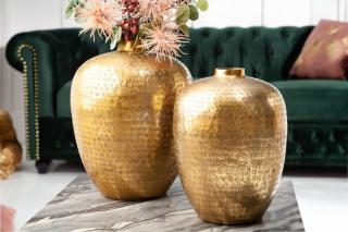 Váza AURORA GOLD SMALL (Dizajnová zlatá váza z kovu 27cm.)