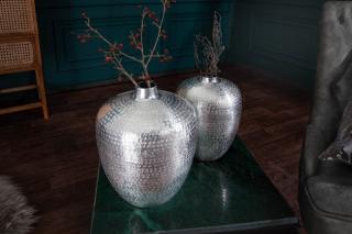 Váza AURORA SILVER (Dizajnová strieborná váza z kovu 33cm.)