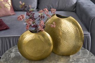 Váza DINARA GOLD 33 (Dizajnová zlatá váza z kovu 33cm.)