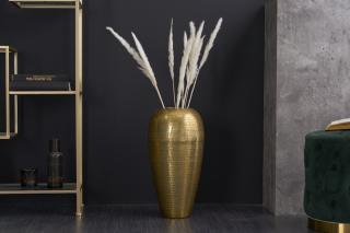 Váza GAIA GOLD (Dizajnová zlatá váza z kovu 49cm.)