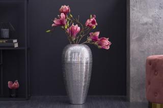 Váza GAIA SILVER (Dizajnová strieborná váza z kovu 49cm.)