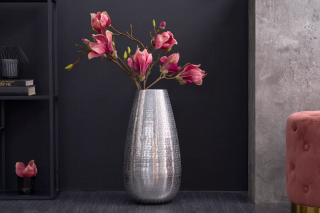 Váza GUDAS SILVER (Dizajnová strieborná váza z kovu 49cm.)