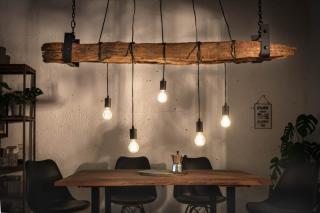Závesná lampa BARRACUDA III (Industriálna závesná lampa z dreva 152cm.)