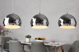 Závesná lampa CHROMAGON 3 (Moderné stropné svietidlo trojité strieborné.)