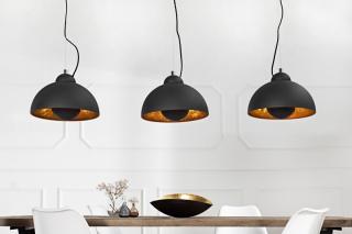 Závesná lampa STUDIO 3 GOLD (Dizajnová závesná troj lampa zlatá čierna 110cm.)