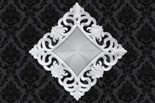 Zrkadlo BAROQUE XL WHITE (Barokové dizajnové biele zrkadlo 100x100cm.)