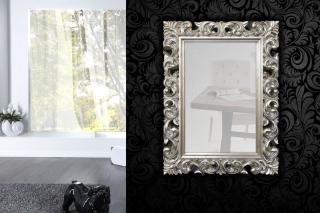 Zrkadlo BONDER II SILVER (Barokové nástenné zrkadlo strieborné 70x90cm.)