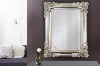 Zrkadlo DESIRE SILVER 60 (Malé zrkadlo s vyrezávaným rámom strieborné 60x50cm.)