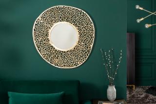 Zrkadlo LEAFNET GOLD SMALL (Kovové zrkadlo na stenu zlaté 76cm.)