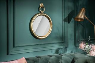 Zrkadlo PORTO GOLD ROUND (Dizajnové zrkadlo na stenu zlaté 30cm.)