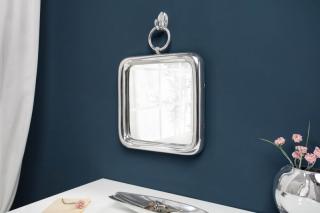 Zrkadlo PORTO SILVER SQUARE (Dizajnové zrkadlo na stenu strieborné 28cm.)