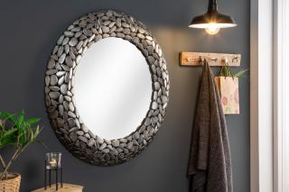Zrkadlo STONEHENGE SILVER II (Dizajnové zrkadlo v strieborno šedej farbe 80cm.)