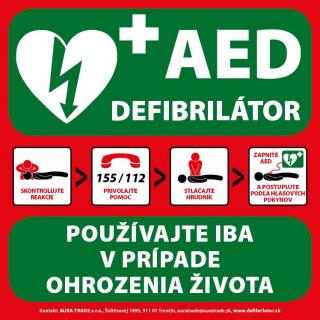 AED tabuľa prvej pomoci pre skrinku prenosného AED  (AED tabuľka prvej pomoci)