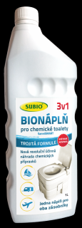 Baktérie a enzýmy Sanni SMART BIO 1000ml náplň do suchých toaliet 3v1 Subio (Bio náplň 1000ml SanniSMART do toaliet 3v1 baktérie a enzýmy pre chemické WC)