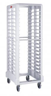 END LOADER RACK FOR 18 FOOD BOXES AND SHEET PANS WHITE Rubbermaid (End loader rack for 18 Food boxes a Sheet pans biely)