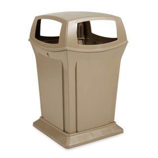 Kôš RANGER 170,3litr. bežový so čtyrmi otvormi Rubbermaid (Odpadkový kôš RANGER 170,3l pre exteriér s vysokou odolnosťou voči UV žiareniu)