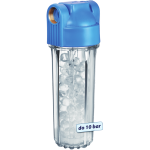 Siliphos 750g v prietočnej nádobe H10A úprava vody proti vodnému kameňu (Nádoba H10A so Siliphosom 750gr. na úpravu vody)