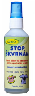 Stop Škvrnám 80ml enzýmaticky prípravok Subio (Stop Škvrnám 80ml baktérie a enzýmy proti škvrnám)