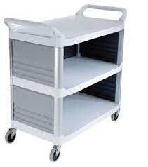 Vozík servírovací uzatvorené 3 strany nosnosť 135kg biely Rubbermaid (Vozík prepravný a servírovací 135kg biely uzatvorené tri strany Rubbermaid)