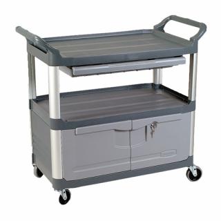 Vozík servírovací  uzavretá časť nosnosť 135kg šedý Rubbermaid (Vozík prepravný a servírovací 135kg šedý s uzatvárateľnou časťou Rubbermaid)
