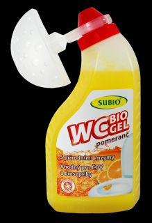 WC BIO GÉL Citrus 500ml + košíček, bez chlóru enzýmy Subio (WC BIO GÉL Citrus 0,5 l + košíček, bez chlóru enzymaticky čistič WC)