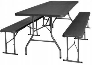 prenájom cateringový set (na 1 až 4 dni) (rozkladací stôl 180 cm + 2 lavičky)
