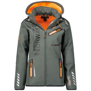 Luxusná značková dámska softshellová bunda GEOGRAPHICAL NORWAY s odopínateľnou kapucňou Turbo-Dry Farba: Šedá, Veľkosť: XL