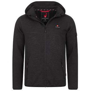 Pánska pletená flísová mikina/bunda s kapucňou Höhenhorn Tacul Barva: Čierna, Velikost: 2XL