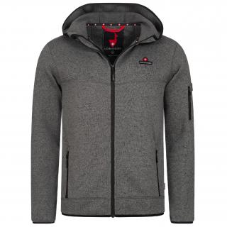 Pánska pletená flísová mikina/bunda s kapucňou Höhenhorn Tacul Barva: Šedá, Velikost: 2XL