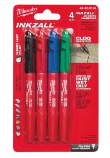 MILWAUKEE Značkovač - popisovač INKZALL™ jemný hrot - farebné 4ks