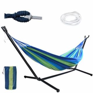 Hojdacia sieť so stojanom 200x150 cm modro zelená