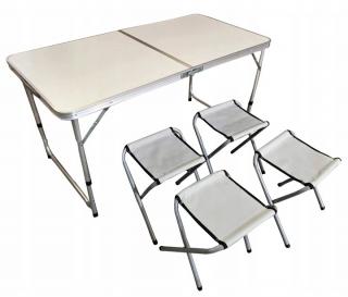 Kempingový set 60 x 120 x 70 cm biely