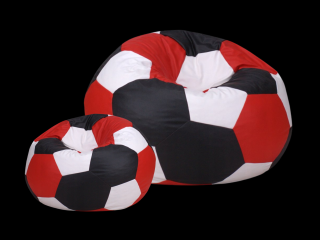 Sedací vak futbalová lopta s podnožkou bielo čierno červený