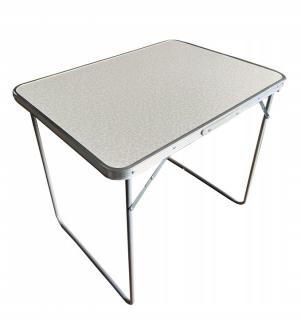 Skladací kempingový stôl 60 x 80 x 70 cm biely