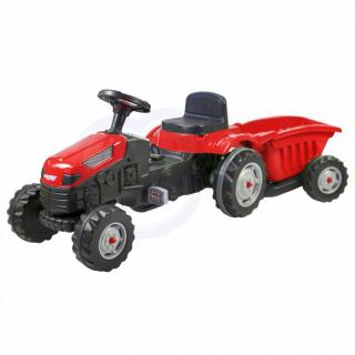 Šliapací traktor s prívesom červený GoTrac maxi | jaks