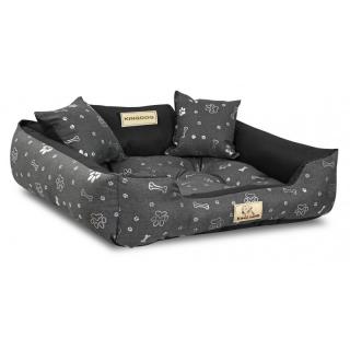 Vodeodolný pelech pre psa KINGDOG 75 x 65 cm strieborné kosti