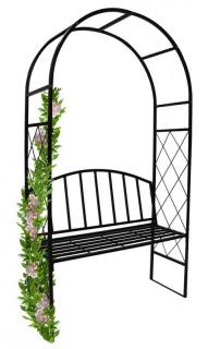 Záhradná pregola s lavicou 115 x 45 x 208 cm čierna