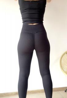 Rebrované push-up legíny GREY Veľkosť: L, Farba: Čierna