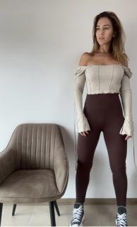 Rebrované push-up legíny GREY Veľkosť: M, Farba: Čokoládová