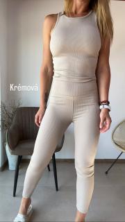 Rebrované push-up legíny GREY Veľkosť: M, Farba: Krémová