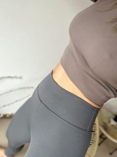 Rebrované push-up legíny GREY Veľkosť: S, Farba: Tmavo šedá