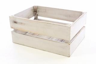 Drevená debnička VINTAGE DIVERO biela - 51 x 36 x 23 cm (bednička / prepravka / debna)