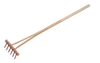 Hrable červené s násadou so 6 kolíkmi, drevo / plast, 90 cm