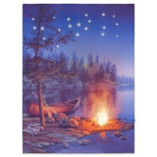 Nástenná maľba horské jazero, 2 LED + 20 LED, 30 x 40 cm