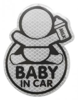 Samolepka reflexná Baby in car - strieborná