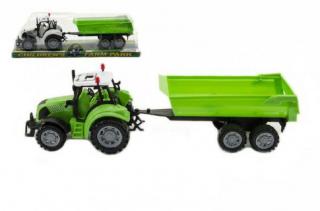 Traktor s vlekom a výklopkou, 35 cm, na zotrvačník, plast
