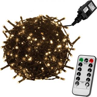 Vianočné LED osvetlenie 5 m - teplá biela 50 LED + ovládač - zelený kábel