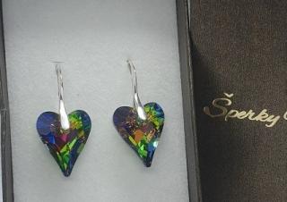Čarokrásne náušnice Swarovski elements srdce Crazy zelené Crystal Vitrail medium 17mm