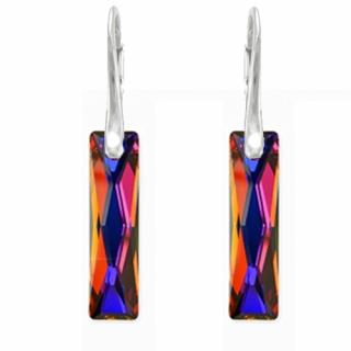 Elegantné náušnice Swarovski elements Queen Baguette červenomodréVOLCANO 13mm