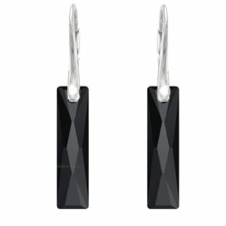 Elegantné náušnice Swarovski elements Queen Baguette čierne  JET 25mm